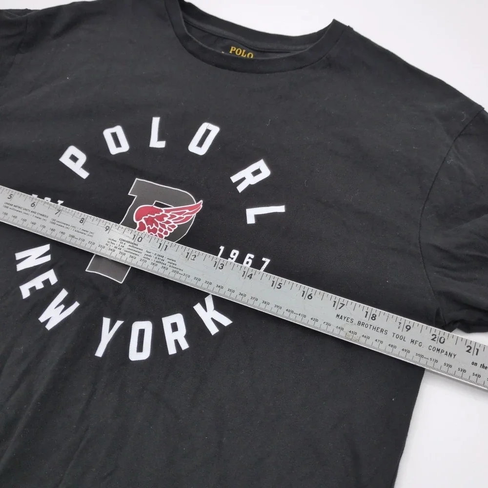 Polo‎ Ralph Lauren P-Wing Stadium Long Sleeve Shirt Men's M Black 1967 Graphic